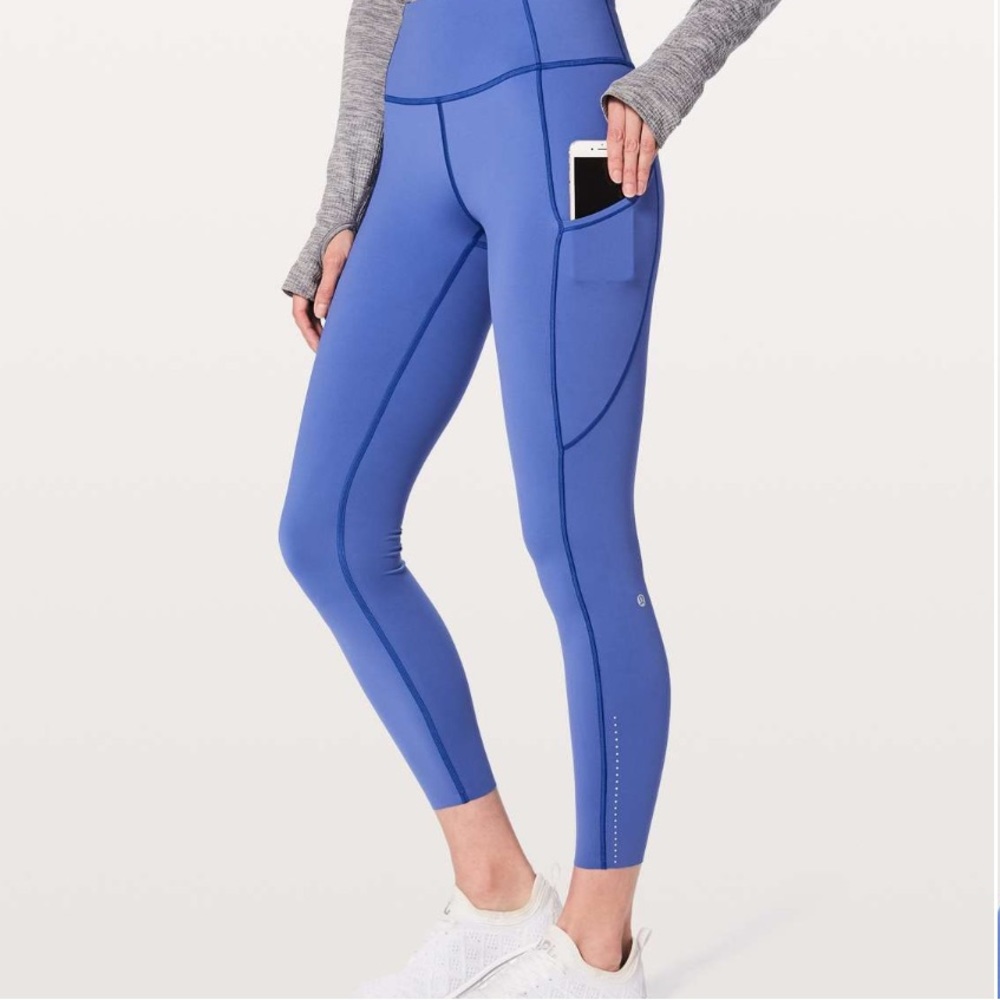 Lululemon Fast & Free 7/8 Tight II *Nulux 25", Moroccan Blue, Size 8